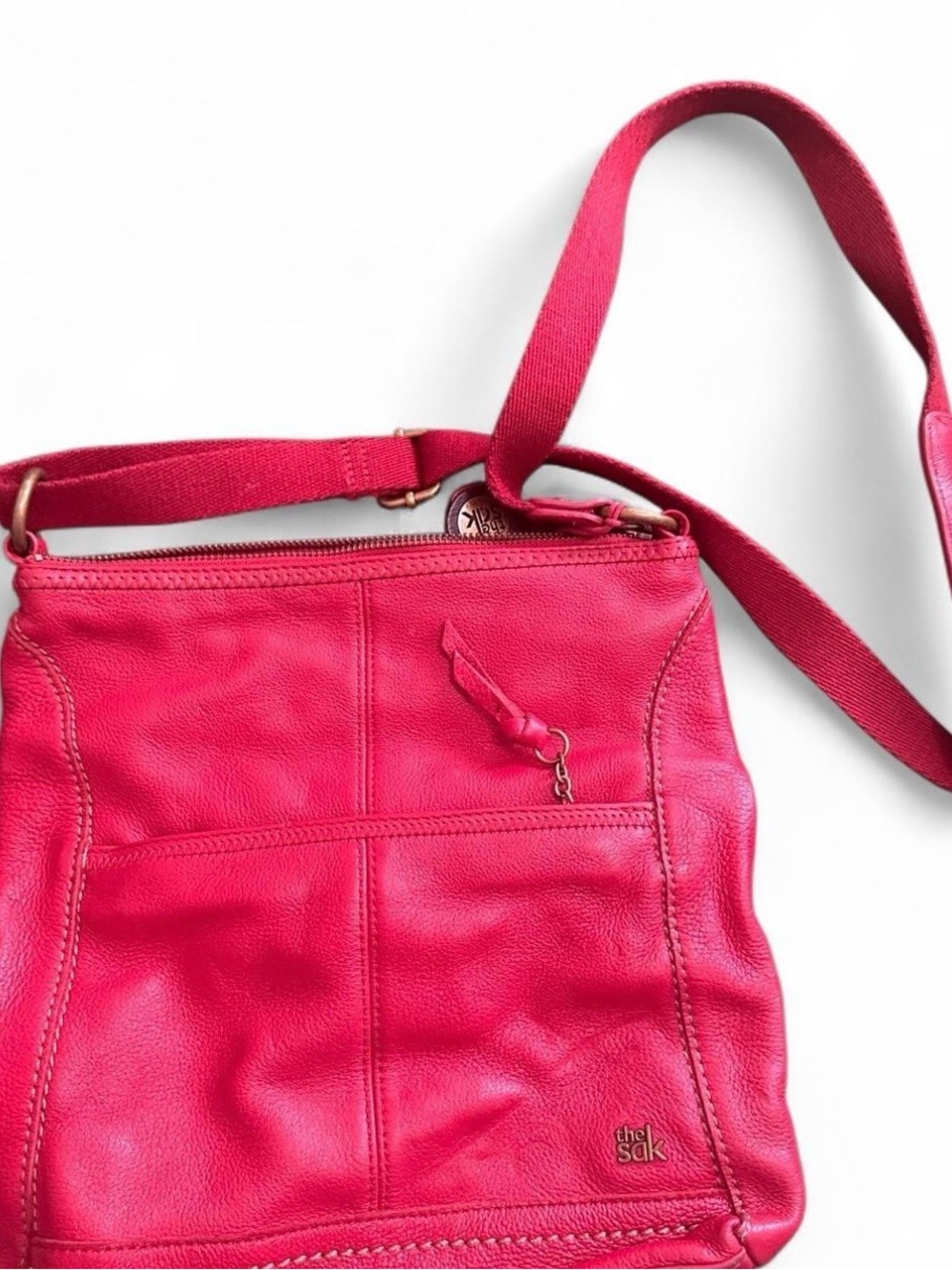 The Sak Leather Crossbody Bag in Hot Pink